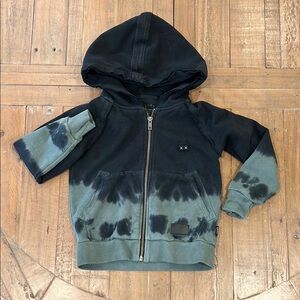 Munster mudtrap washed new green tie dye zip front hoodie sweatshirt